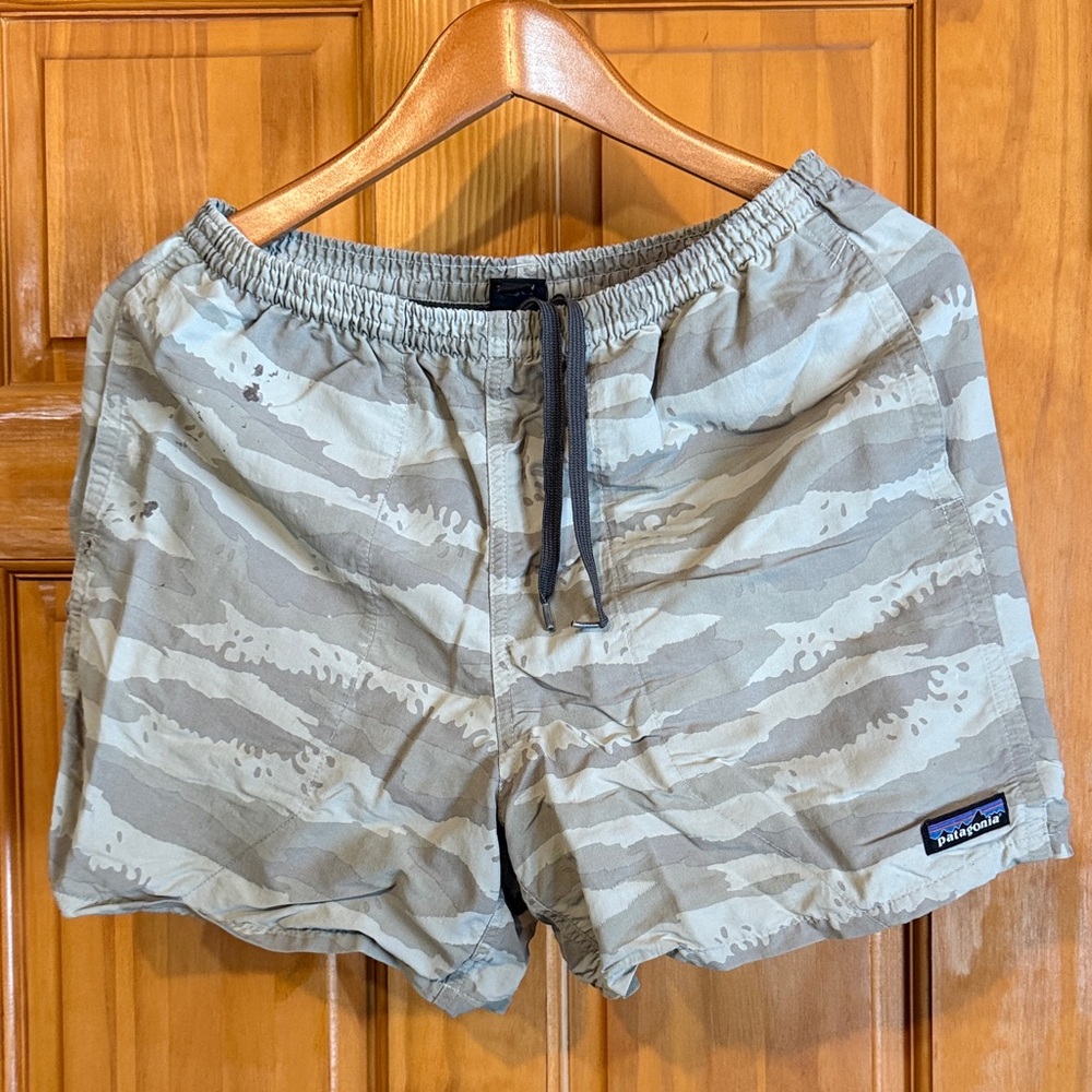 Men's Patagonia Tan Camo Baggies Swim Trunks